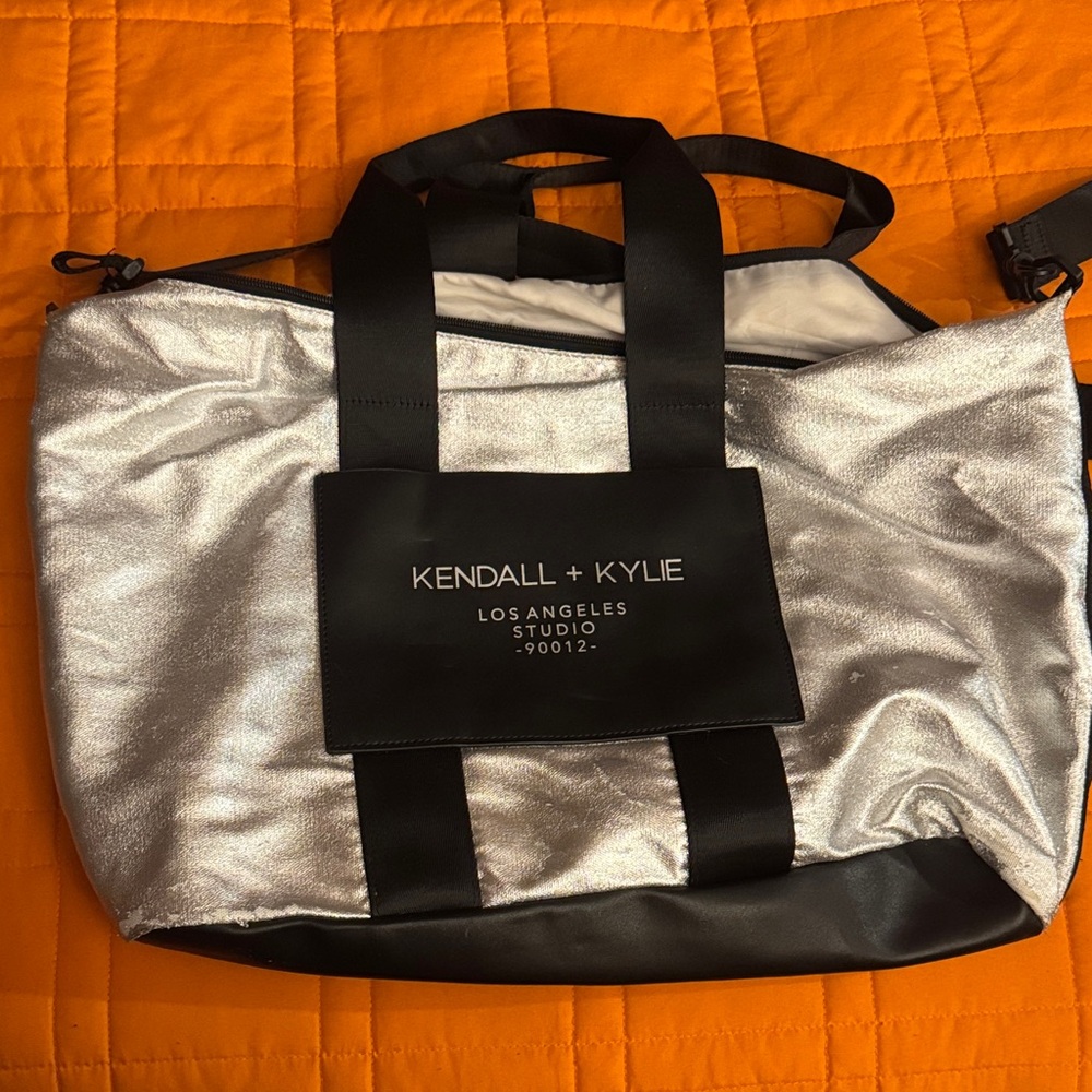 Kendall & Kylie Metallic Silver and Black Tote